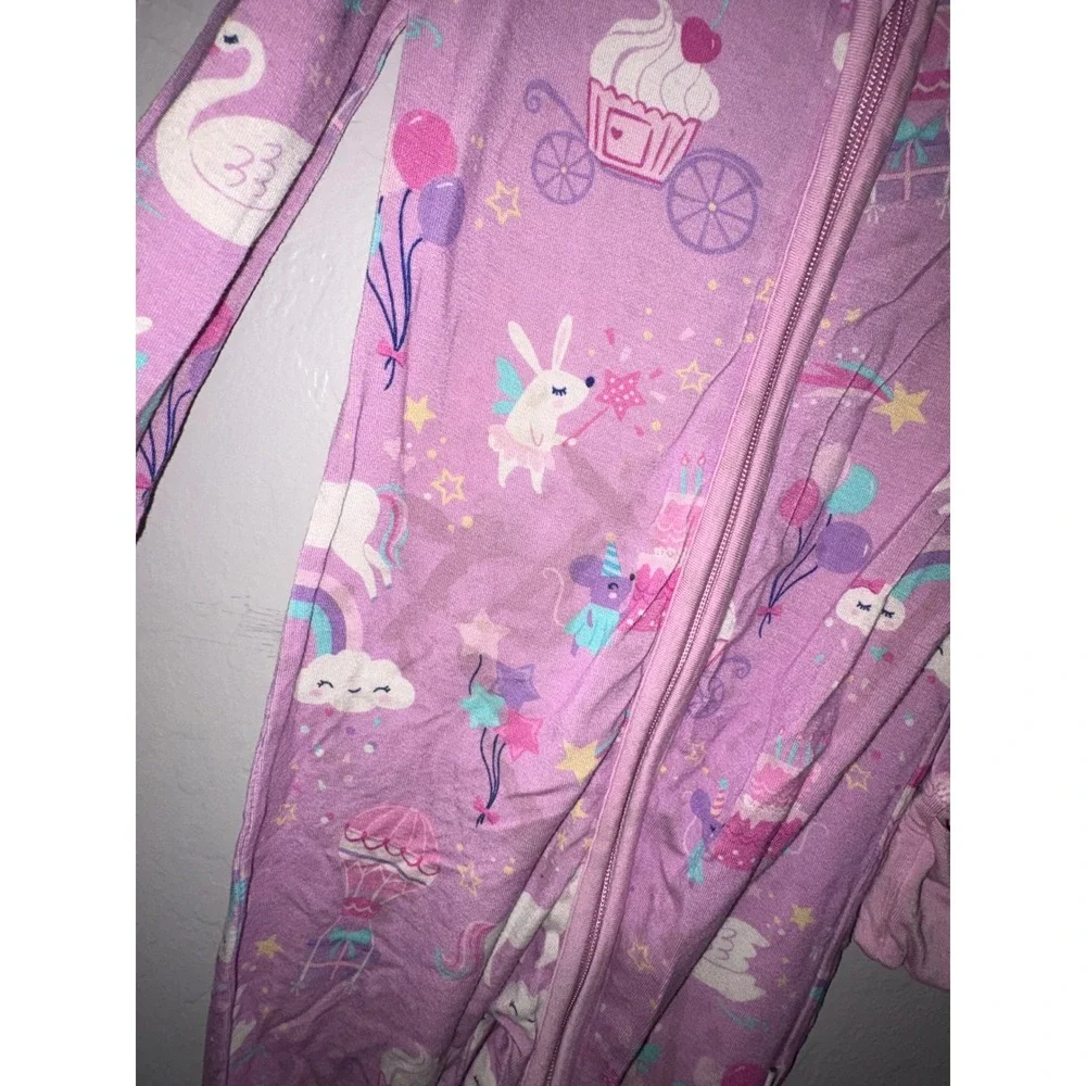 Little Sleepies Girls Bamboo Zippy Sleeper PJs Pink Unicorn Swan Fairy Stained